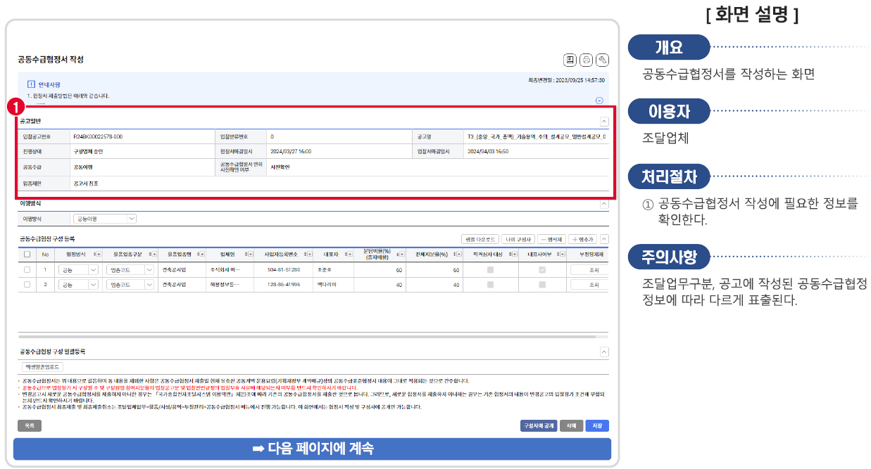 공동수급협정서 작성