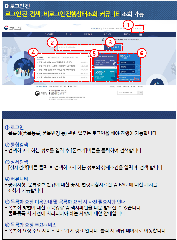 목록정보시스템 기본화면