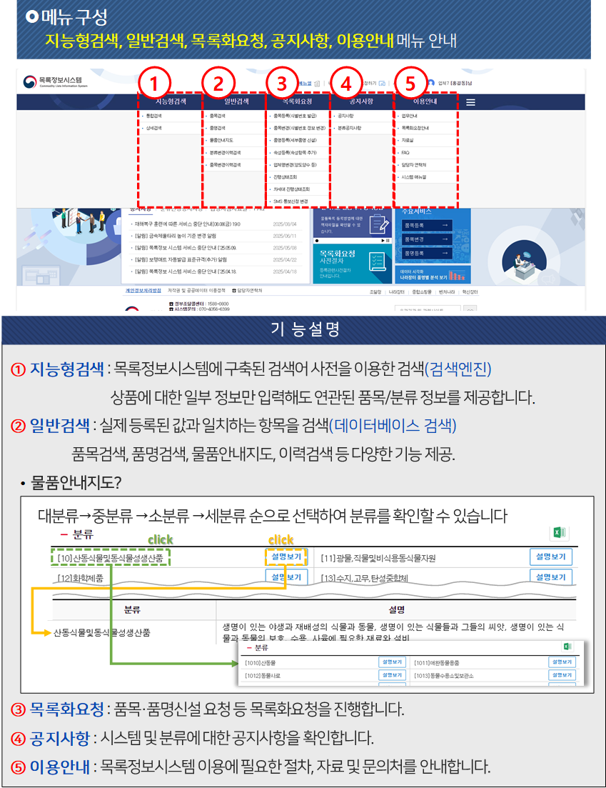 지능형검색 및 일반검색 화면